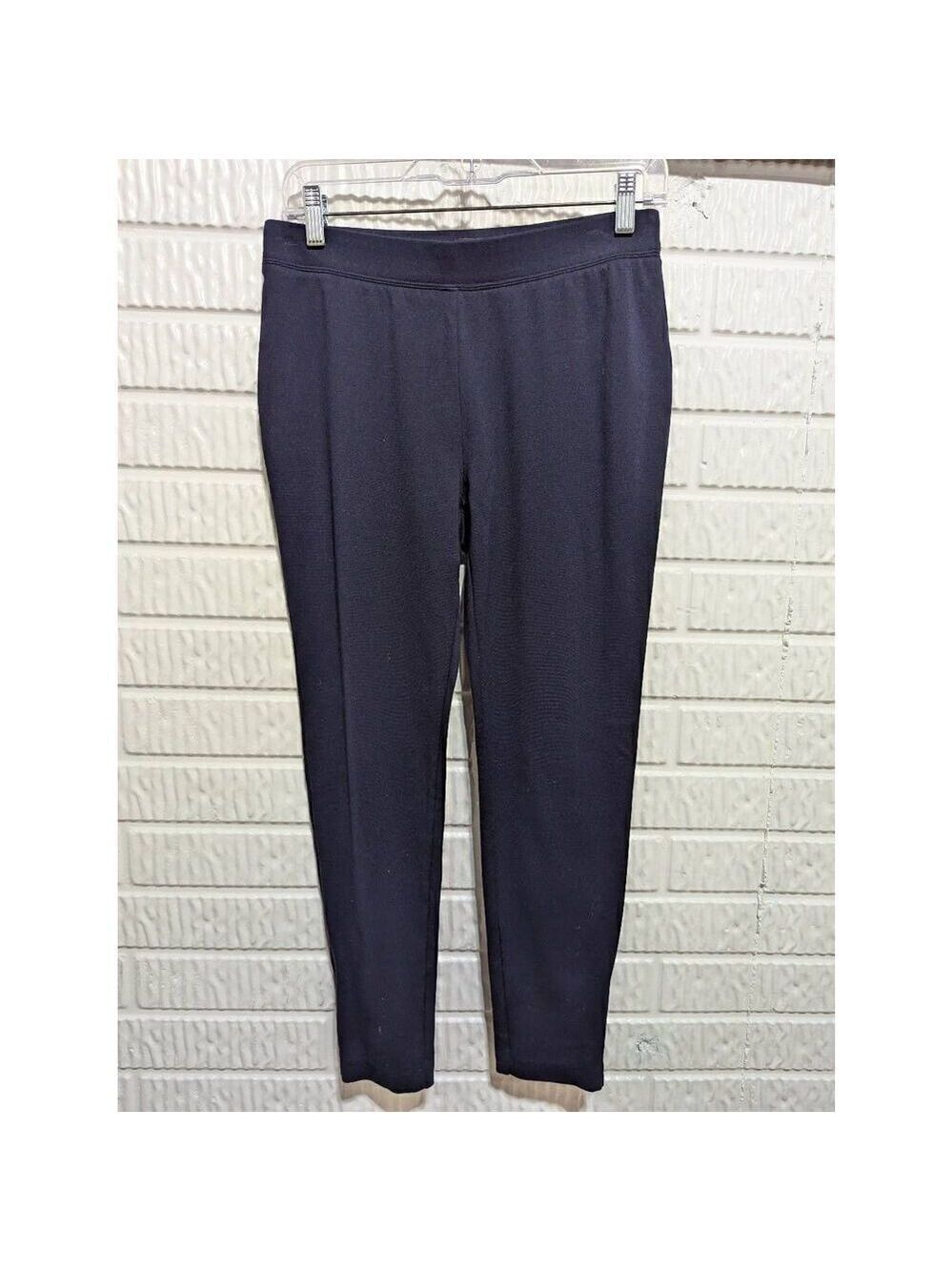 Talbots Women's Navy Blue Elastic Waist Stretch Knit Performance Pants Size M Pe